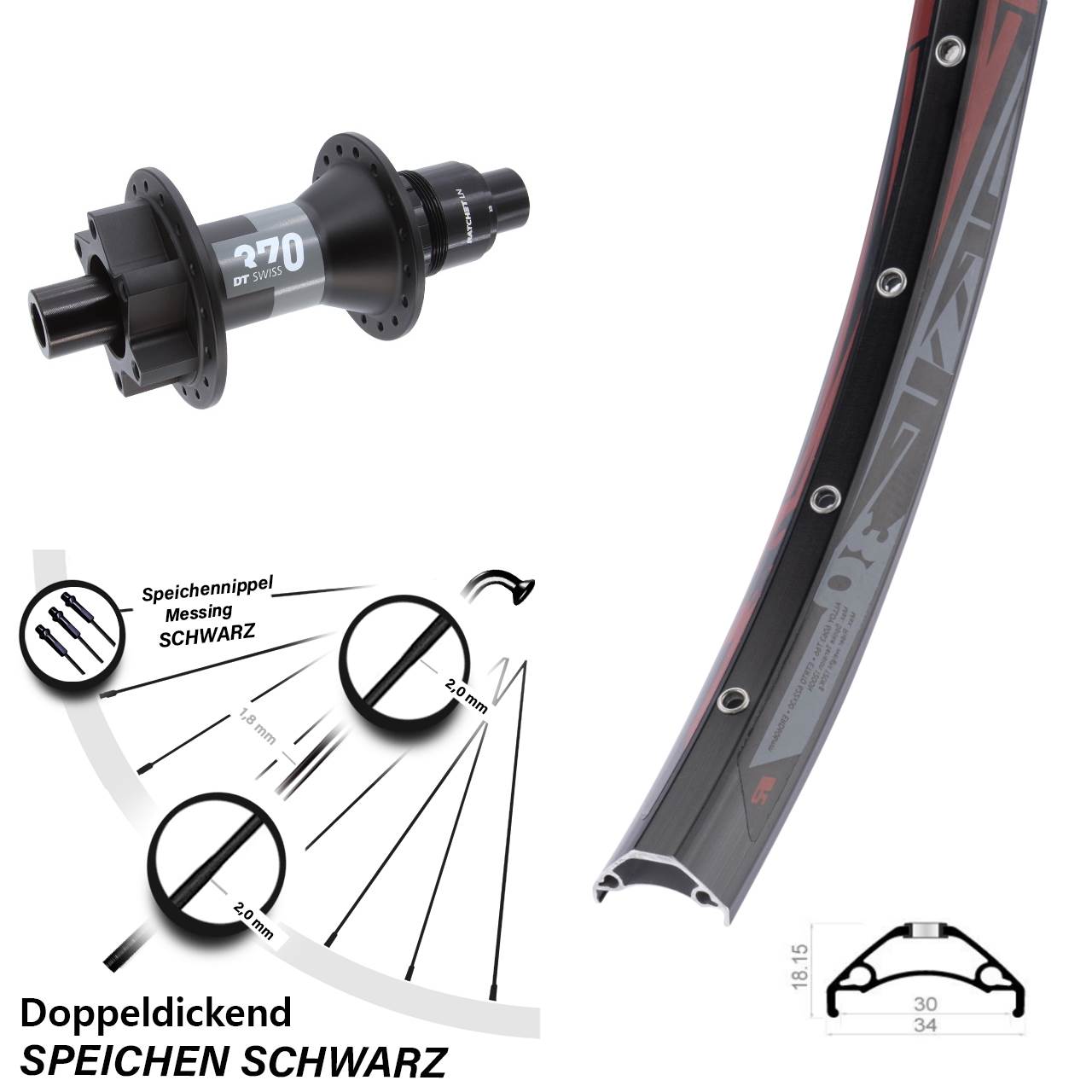 29 Zoll Hinterrad DT Swiss 370 12x148 Rodi TRYP 30