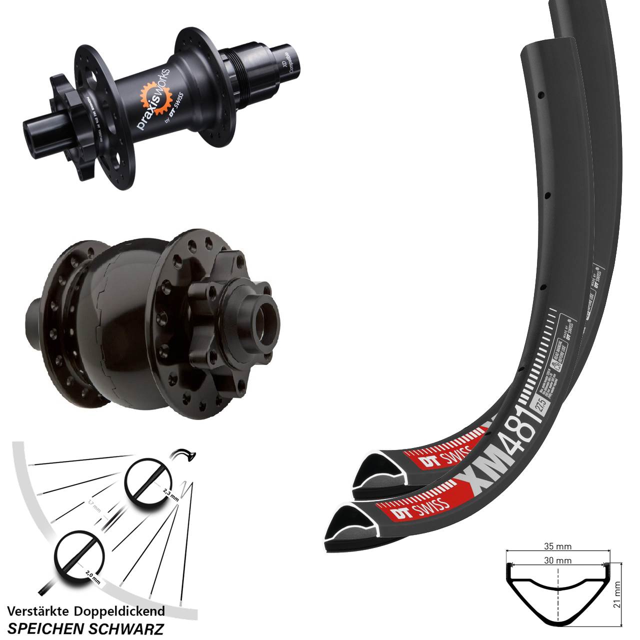Set Ruote Vuelta 27.5 Exal EB34 Shimano Disco Assi 15x100 / 12x142
