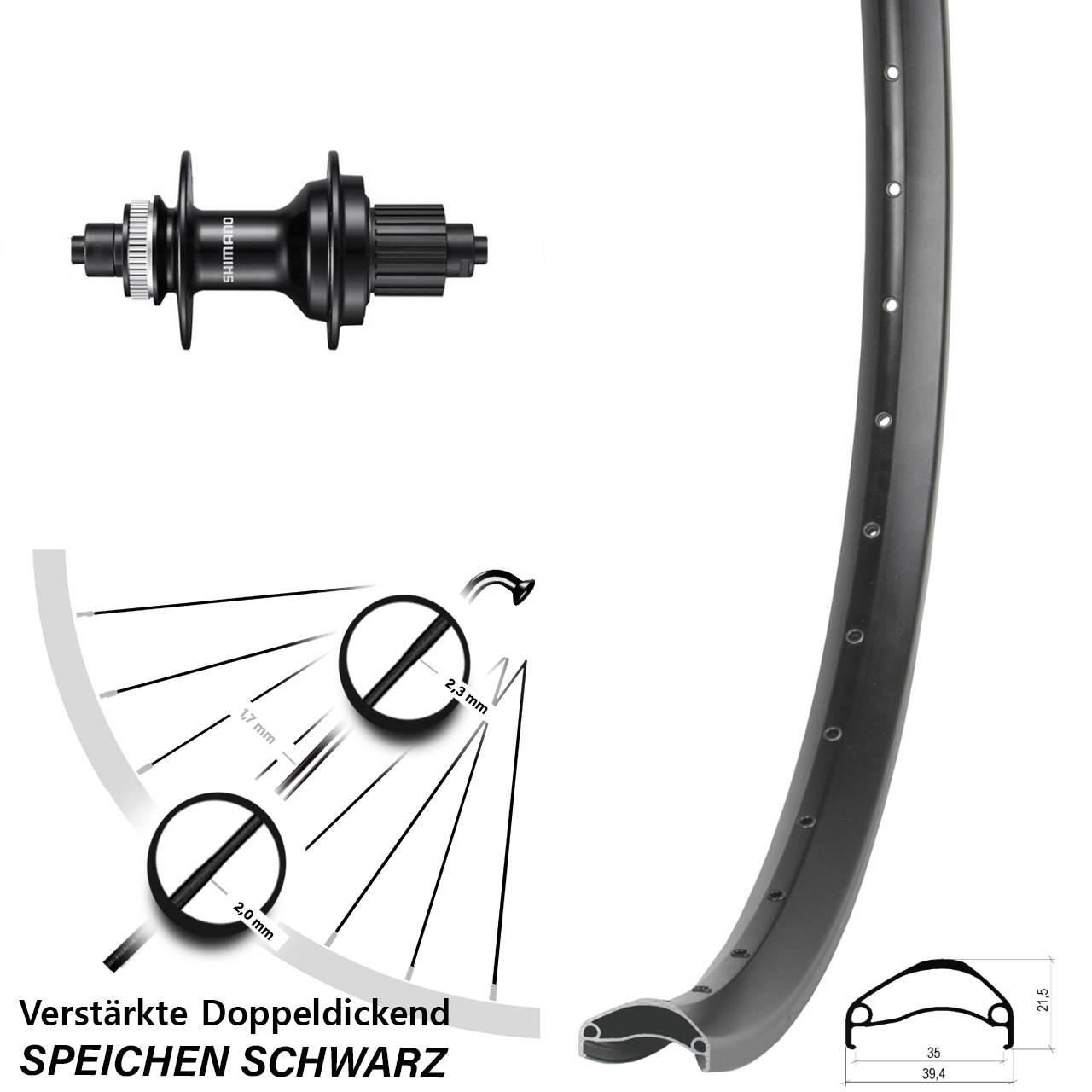 Centerlock Hinterrad für Schnellspanner 29 Zoll Ambrosio E35 Shimano MT500 Micro Spline