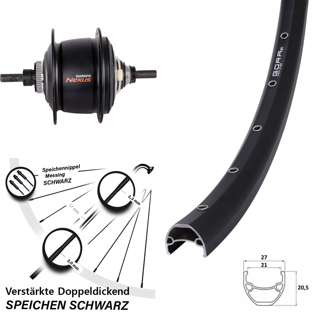 28-29 Zoll Gora 21 8-Gang Centerlock Hinterrad