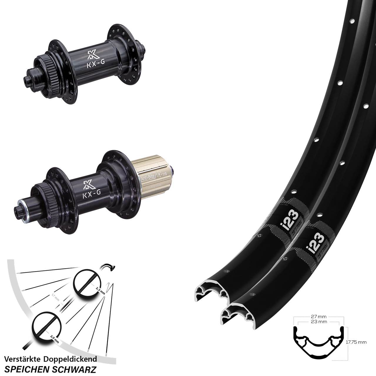 28-29 Zoll WTB i23 ST KX-G Laufradsatz Centerlock für Schnellspanner 8-12 fach HG