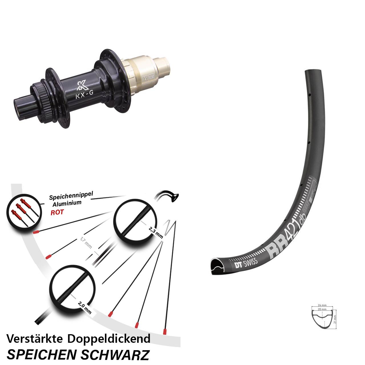 DT Swiss RR 421 KX-G 28 Zoll Disc Laufrad 12x142 XDR 11-12 fach