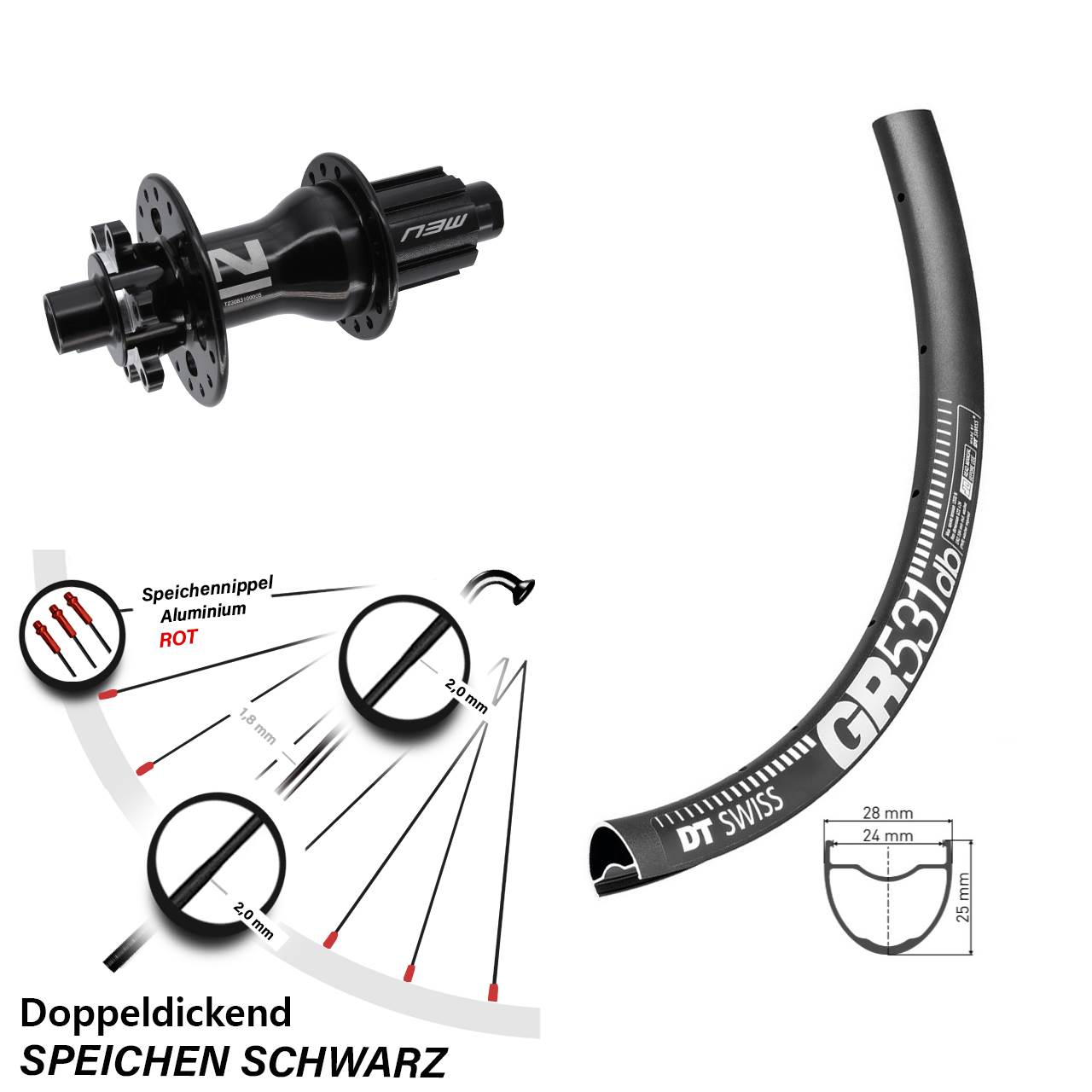 Disc Hinterrad 12x142 650B DT Swiss GR531 Novatec Superlight Campagnolo N3W