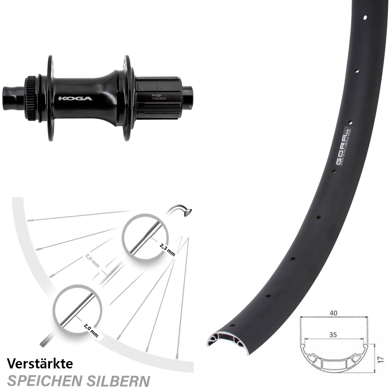 Centerlock Hinterrad 27,5 Zoll Gora 35 Formula ECT-148S 8-11 fach HG 12x148 Boost