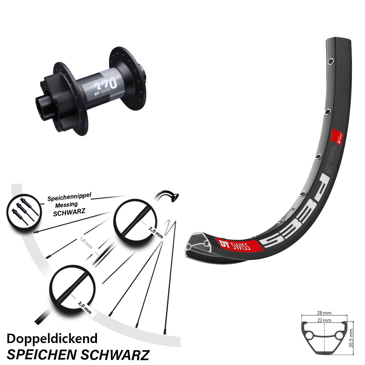27,5 Zoll Vorderrad Disc DT Swiss 533D-370 12x100