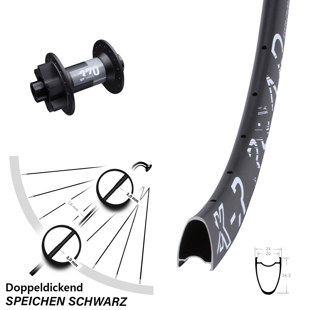 Disc Laufrad 28 Zoll KX-R Road DT Swiss 370 12x100