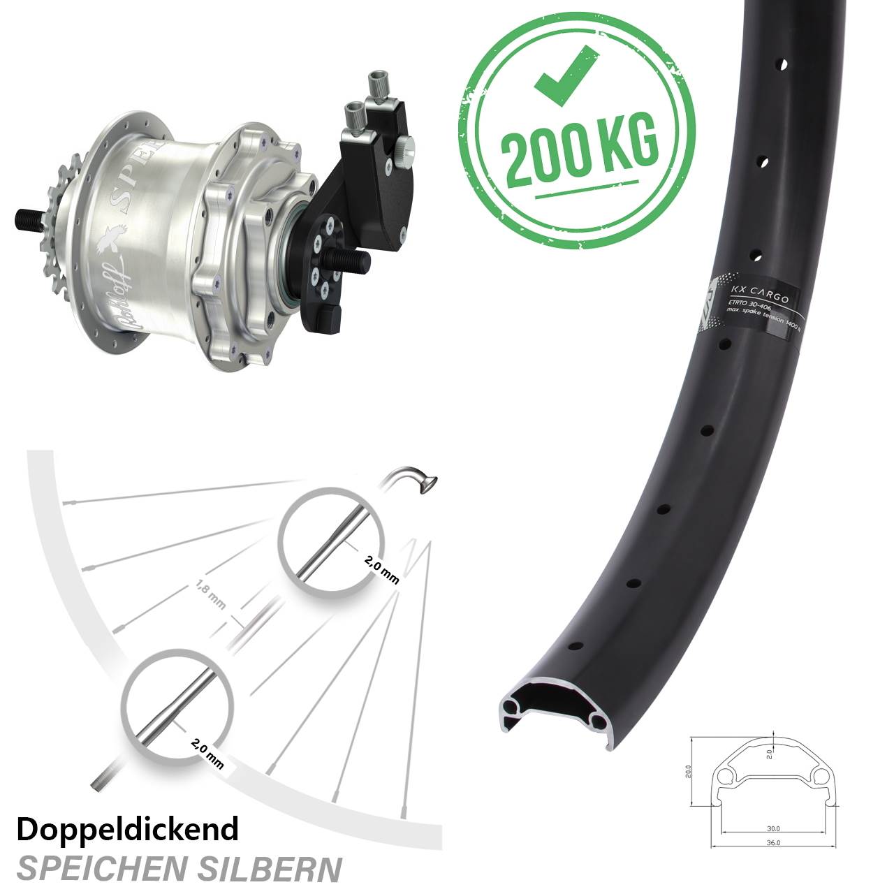 Disc Laufrad 650B KX Cargo Rohloff Speedhub TS DB OEM Tandem
