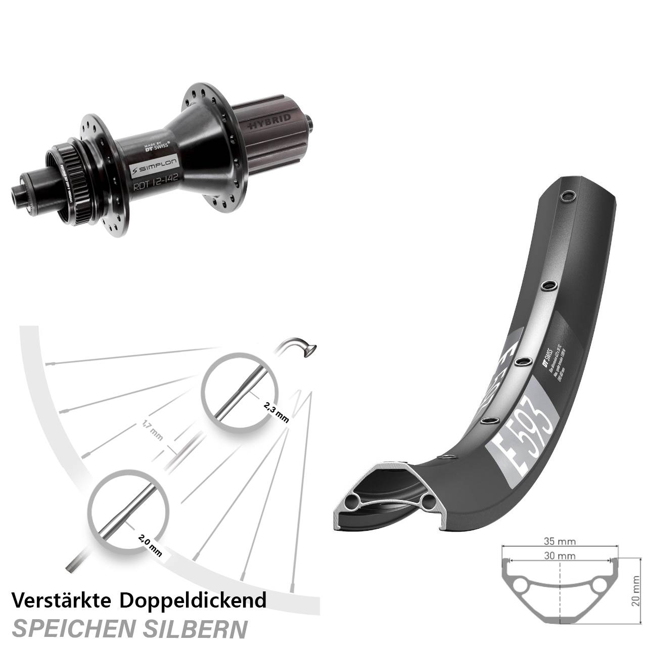 Disc Hinterrad QR 29 Zoll DT Swiss E 593-370 Hybrid 8-11 fach HG