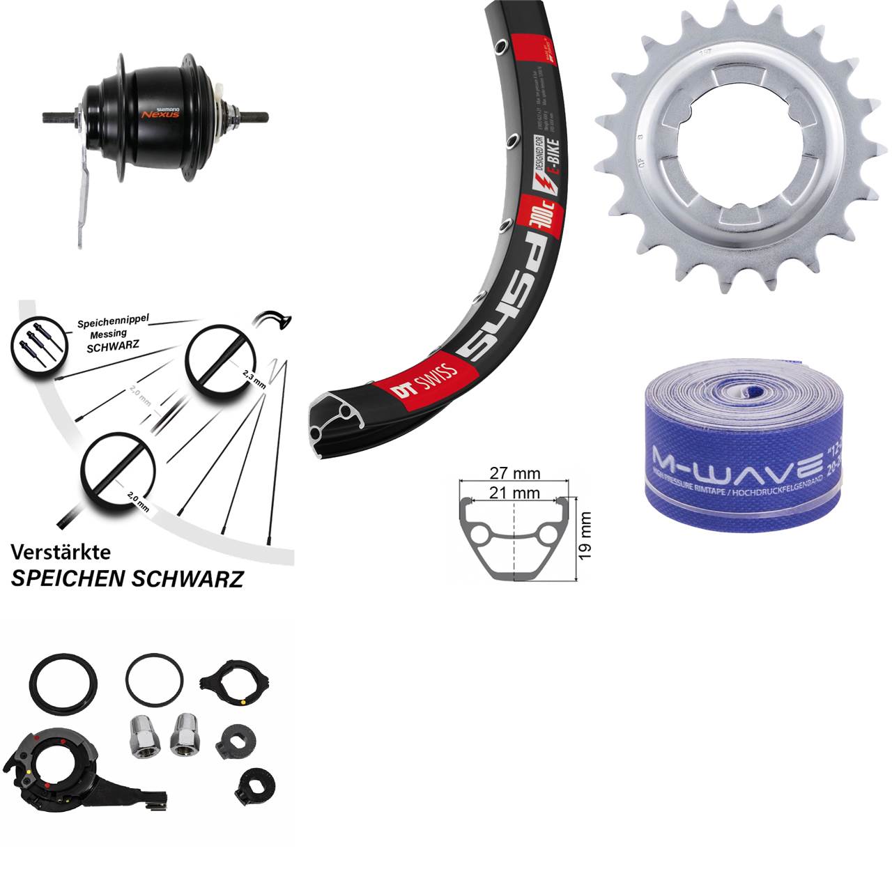 26 Zoll Hinterrad Shimano Nexus 8-Gang mit Rücktrittbremse DT Swiss 545 schwarz