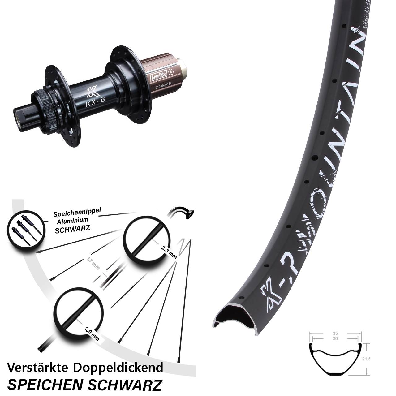 Disc Laufrad 27,5 Zoll KX-R Mountain verstärkt 8-12 fach 12x148 Boost