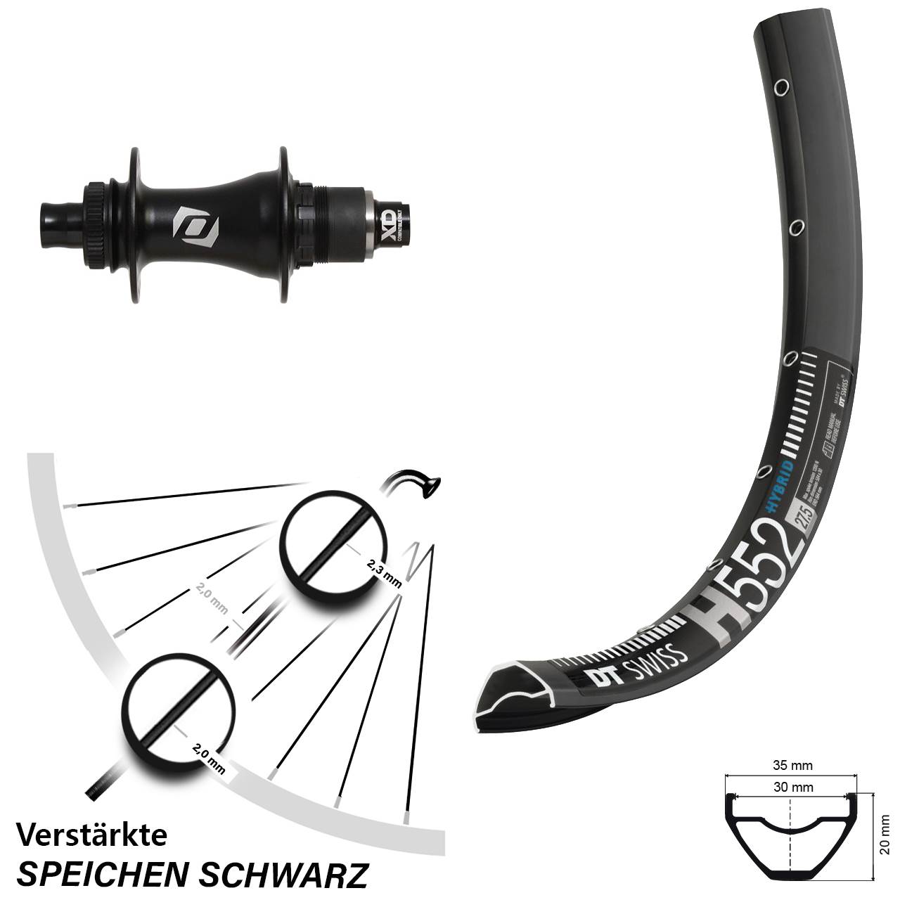Hinterrad 29 Zoll DT Swiss H 552 Syncros Boost Sram XD Centerlock