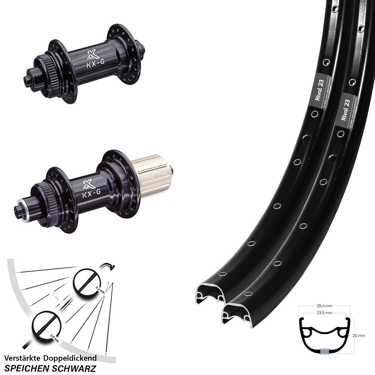 Ryde Rival 23 KX-G 27,5 Zoll Centerlock Laufradsatz QR 8-12 fach HG