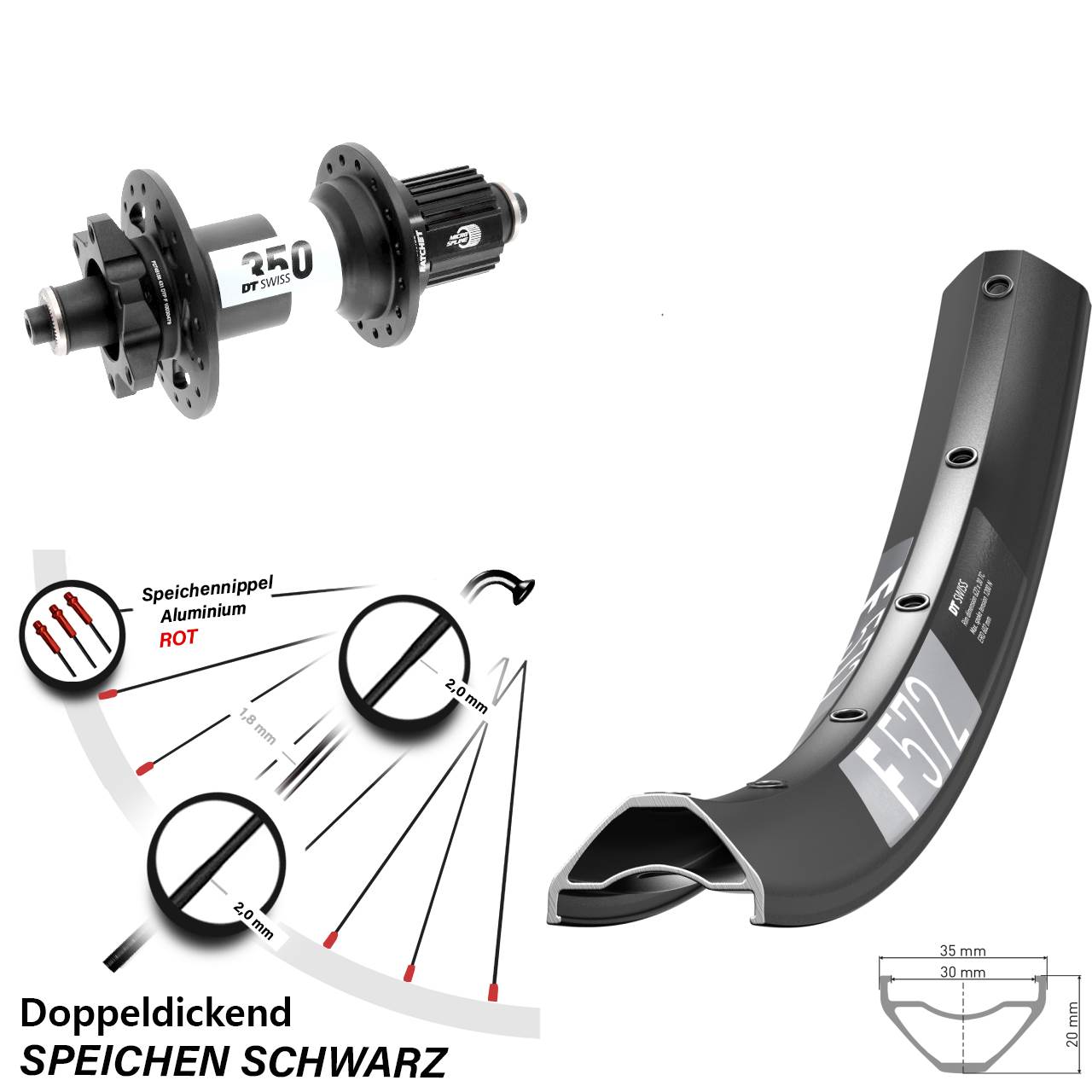 Boost Disc Hinterrad für Schnellspanner 27,5 Zoll DT Swiss F 572 350 Shimano Micro Spline