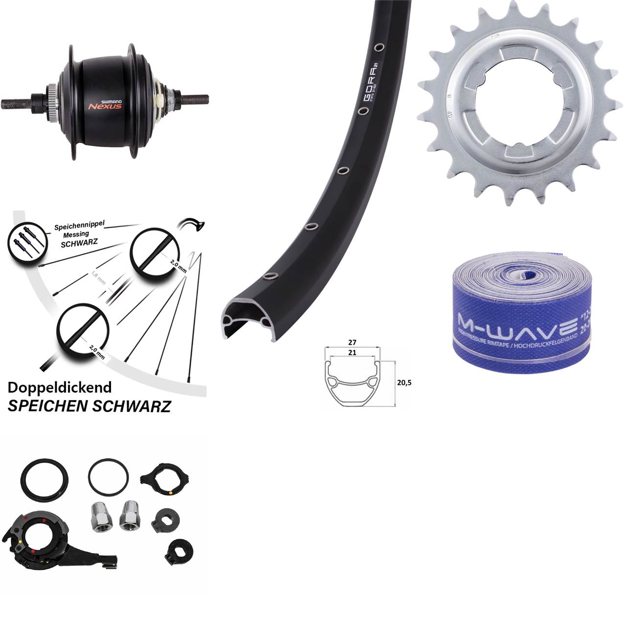 28 Zoll Gora 21 Shimano Nexus 8-Gang Centerlock Hinterrad