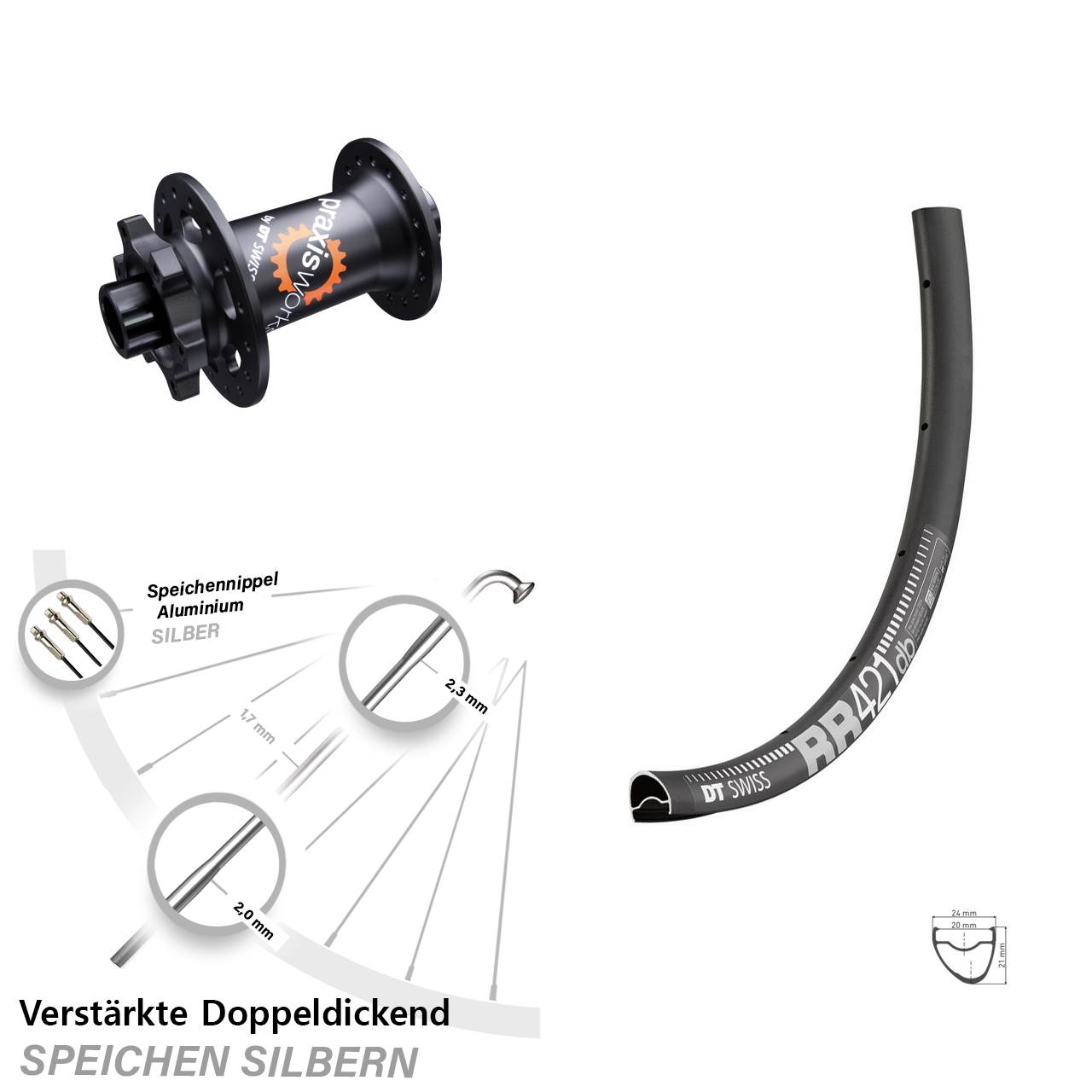 Disc Vorderrad 12x100 28 Zoll DT Swiss RR421-350