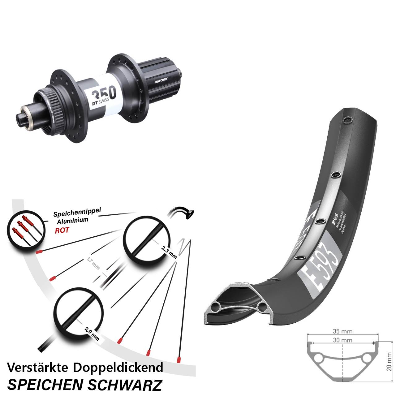 650B DT Swiss E 593 DT Swiss 350 Boost Disc Hinterrad QR Boost 8-11 fach