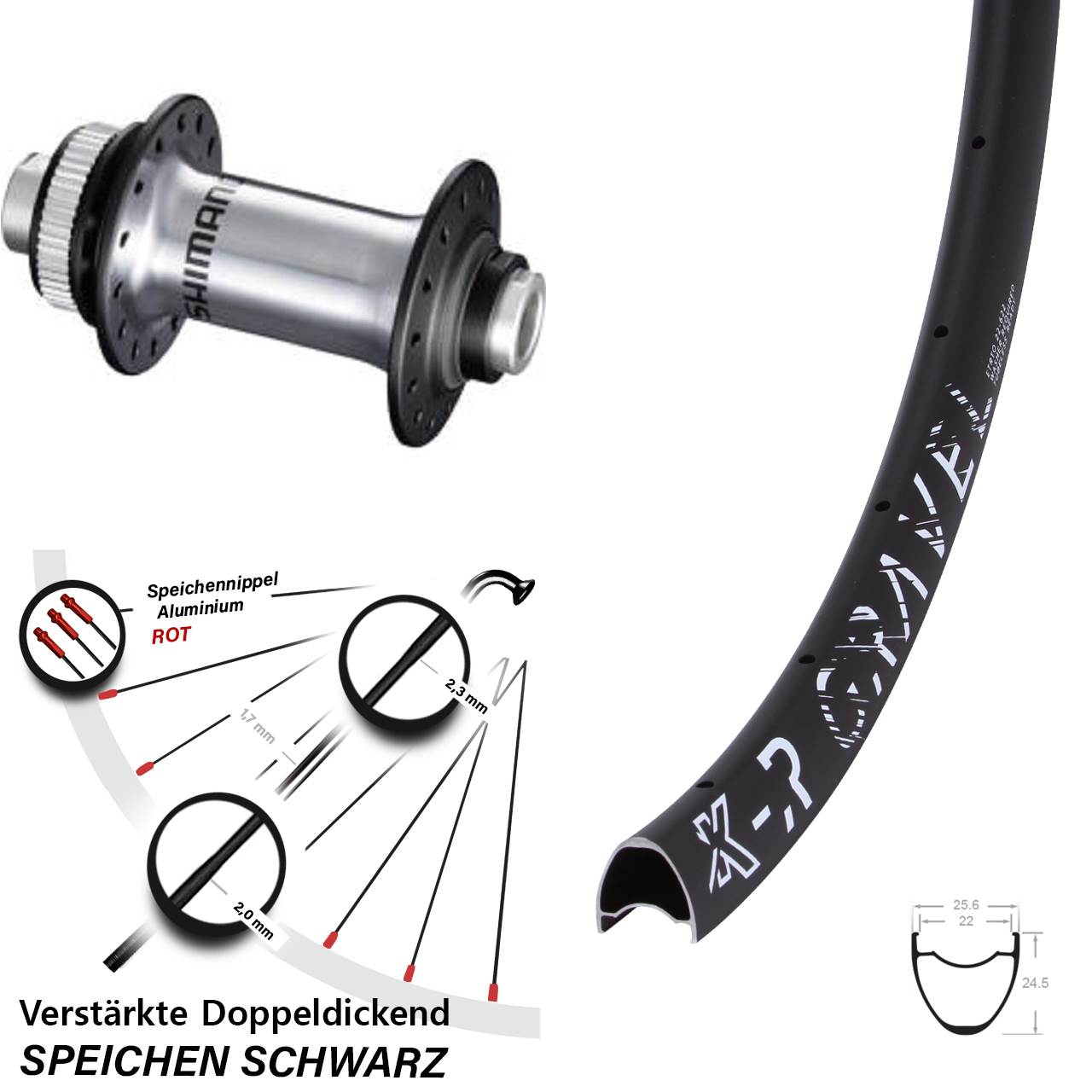 KX-R Gravel Shimano RS770 28 Zoll Centerlock Vorderrad 12x100