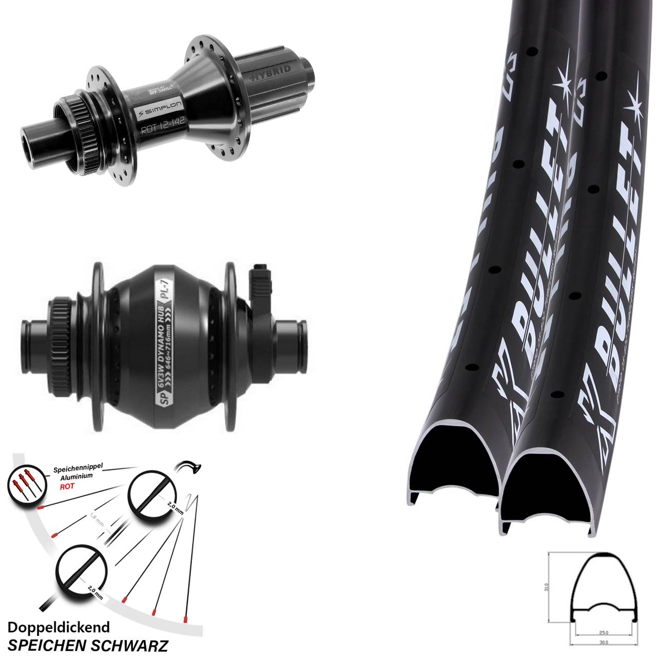29 Zoll KX Bullet DT Swiss 370 Hybrid HG SP PL-7 Centerlock Laufradsatz 12x100/142