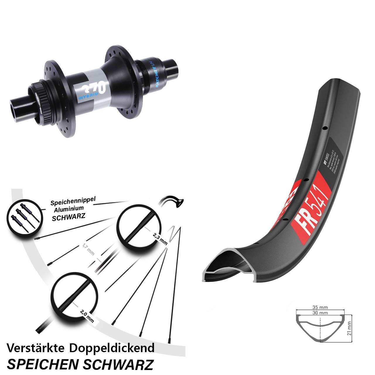 DT Swiss FR 541-370 Hybrid 29 Zoll Disc Hinterrad 12x148 XD