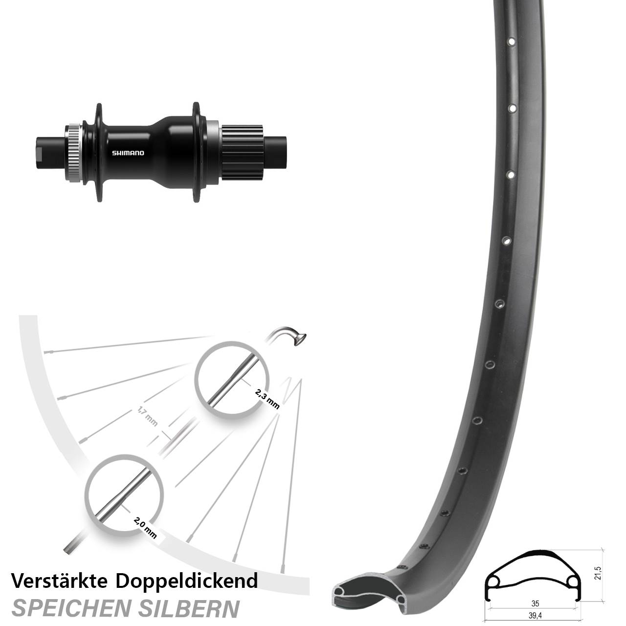 Disc Hinterrad 12x148 29 Zoll Ambrosio E35 Shimano FH-TC500-B Boost Micro Spline