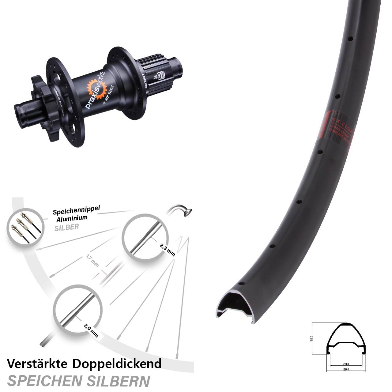 28-29 Zoll KX Clue DT Swiss 350 6-Loch Hinterrad 12x142 Micro Spline