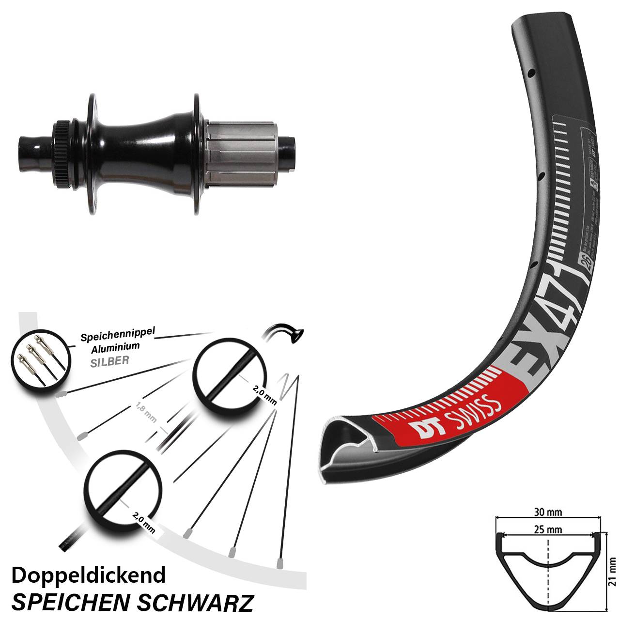 27,5 Zoll Hinteres Rad DT Swiss EX 471 mit Formula CL-142S Nabe 8-11 fach