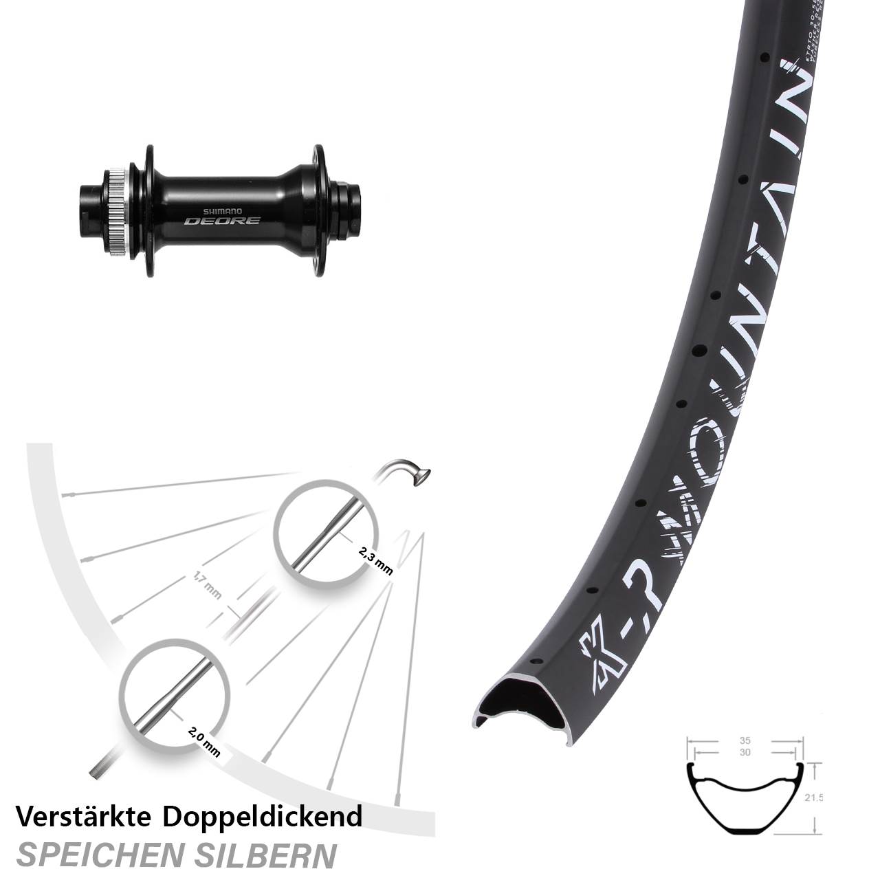 Disc Vorderrad 29 Zoll KX-R Mountain Shimano Deore HB-M6010 15x110 Boost
