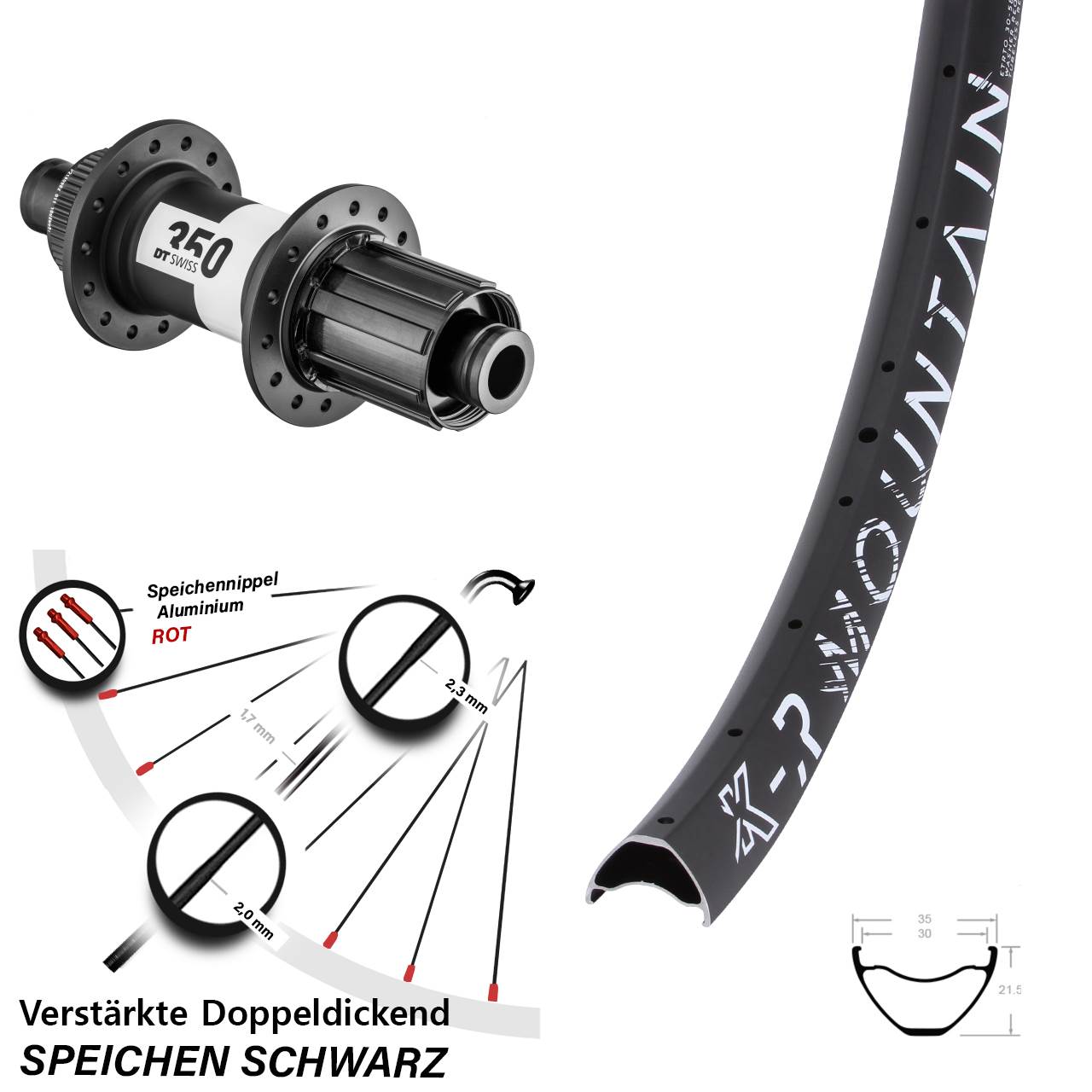 KX-R Mountain DT Swiss 350 29 Zoll Centerlock Hinterrad 12x148 Boost 8-11 fach