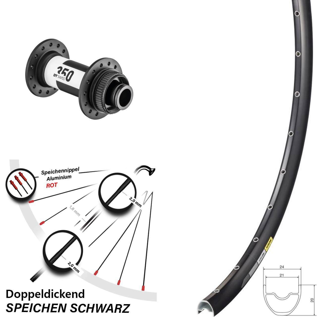 Vorderrad Centerlock 15x100 28 Zoll Mavic XC621 DT Swiss 350