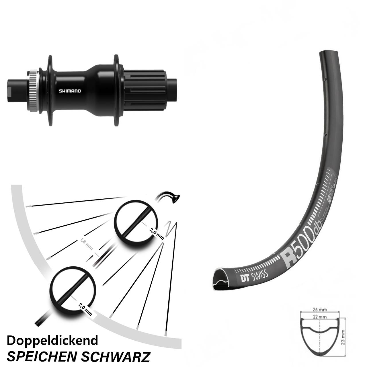 Disc Hinterrad 12x142 28 Zoll DT Swiss R500 Shimano FH-TC500 11-12 fach