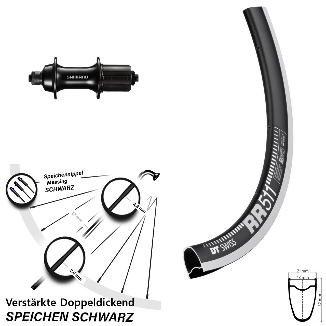 Hinterrad QR 28 Zoll DT Swiss RR511 Hinterradnabe 8-11 fach