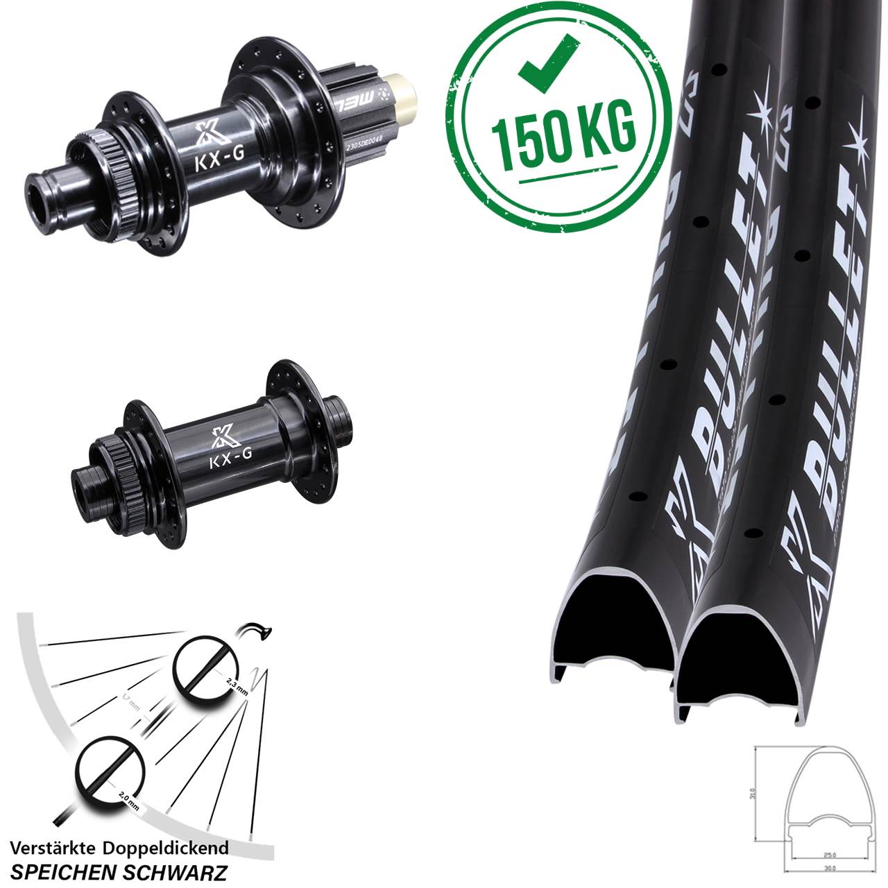 28 Zoll KX-G Bullet Disc Laufrad-Satz 12x100/142 Campagnolo N3W