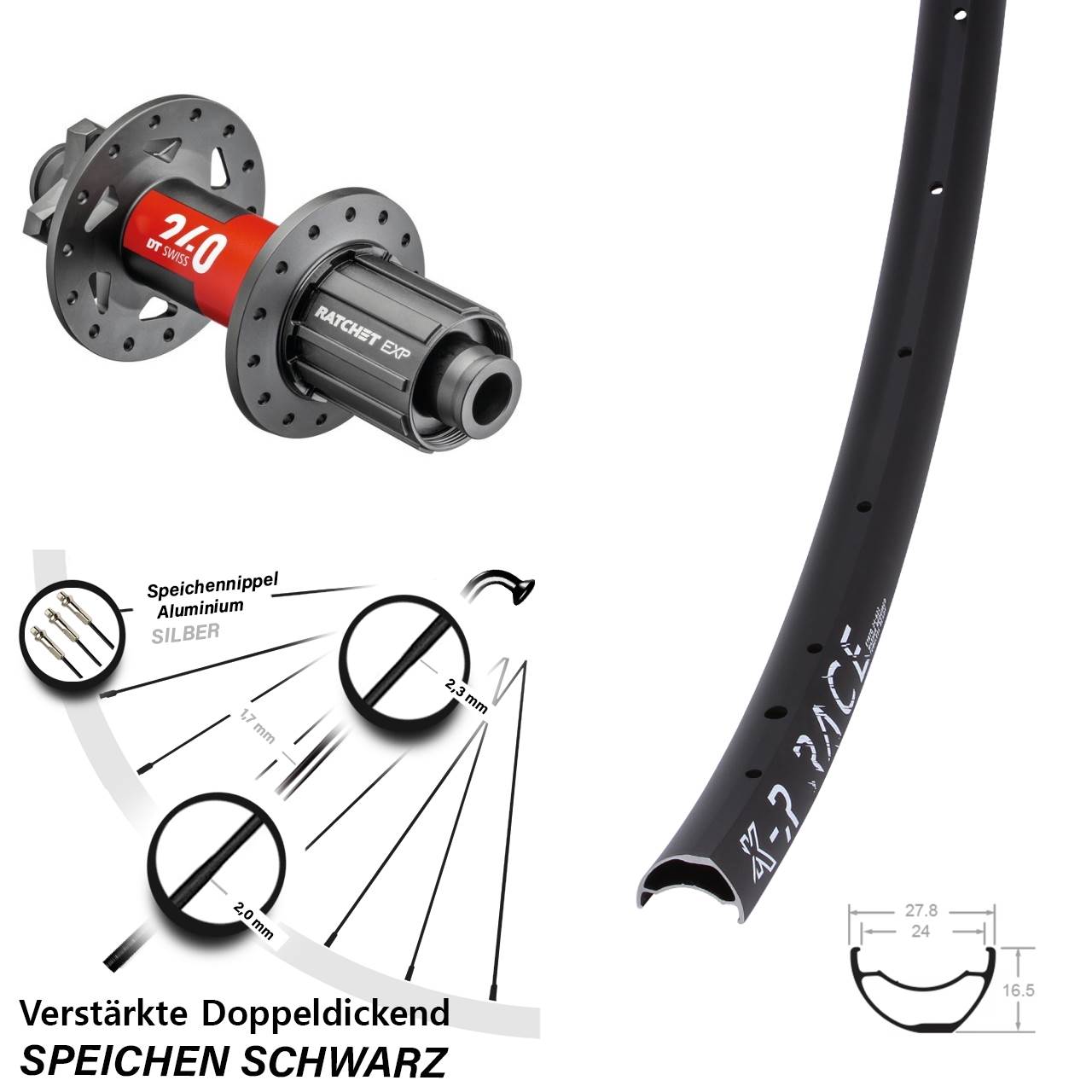 6-Loch Hinterrad 28 Zoll KX-R Race DT Swiss 240 8-11 fach 12x148