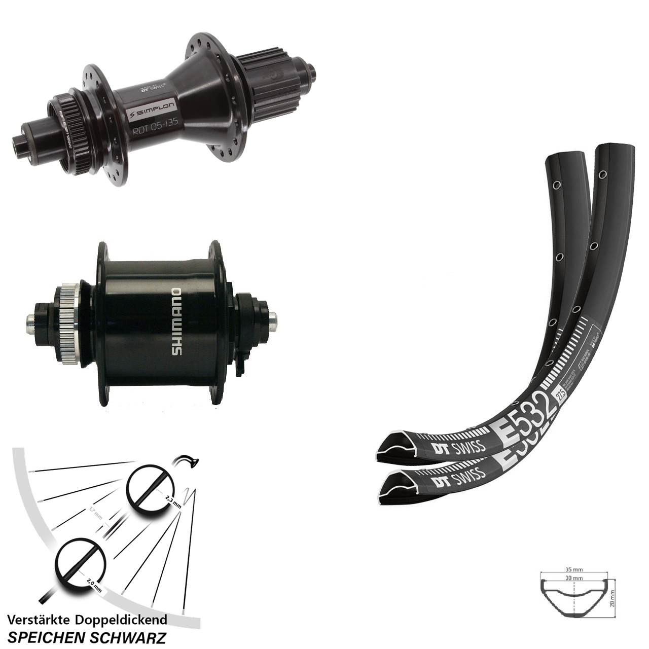 Centerlock Laufradsatz QR 27,5 Zoll DT Swiss E532-370 Hybrid DH-UR700-3D Micro Spline
