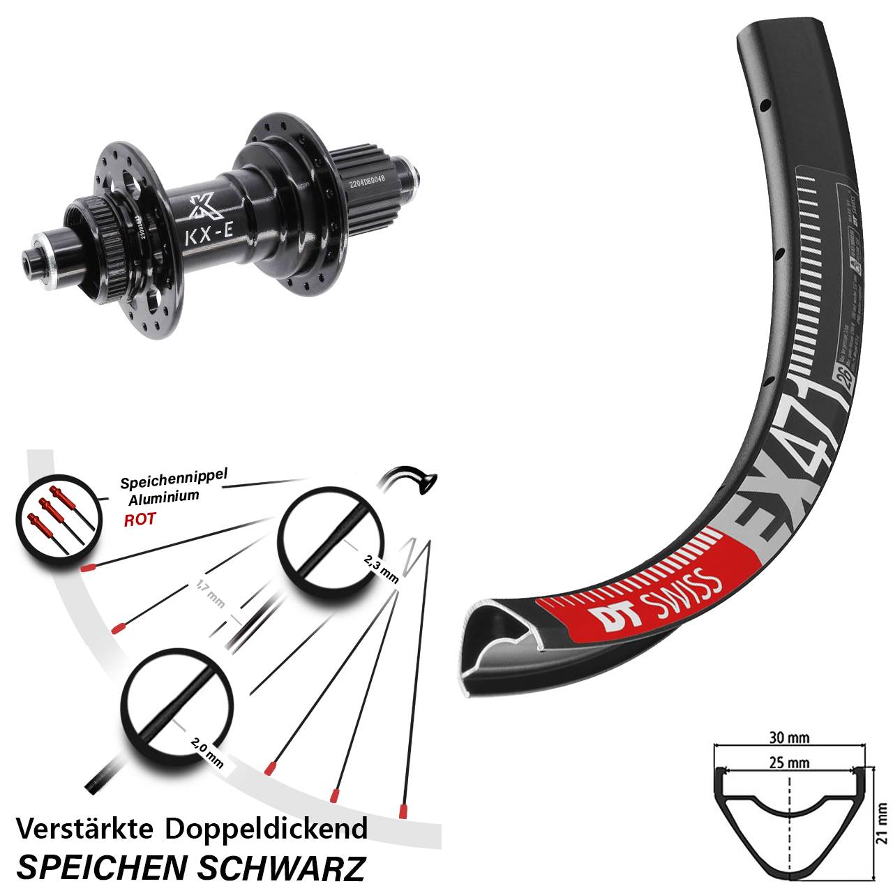 Disc Hinterrad 26 Zoll DT Swiss EX471 KX-E Shimano Micro Spline für Schnellspanner Boost