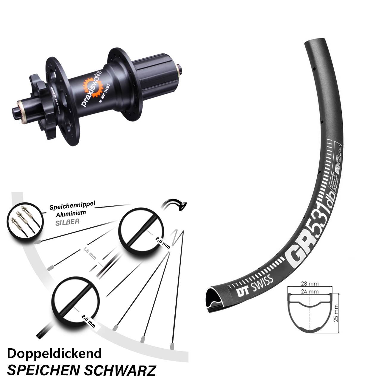 Disc Hinterrad 27,5 Zoll DT Swiss GR 531-350 8-11 fach QR