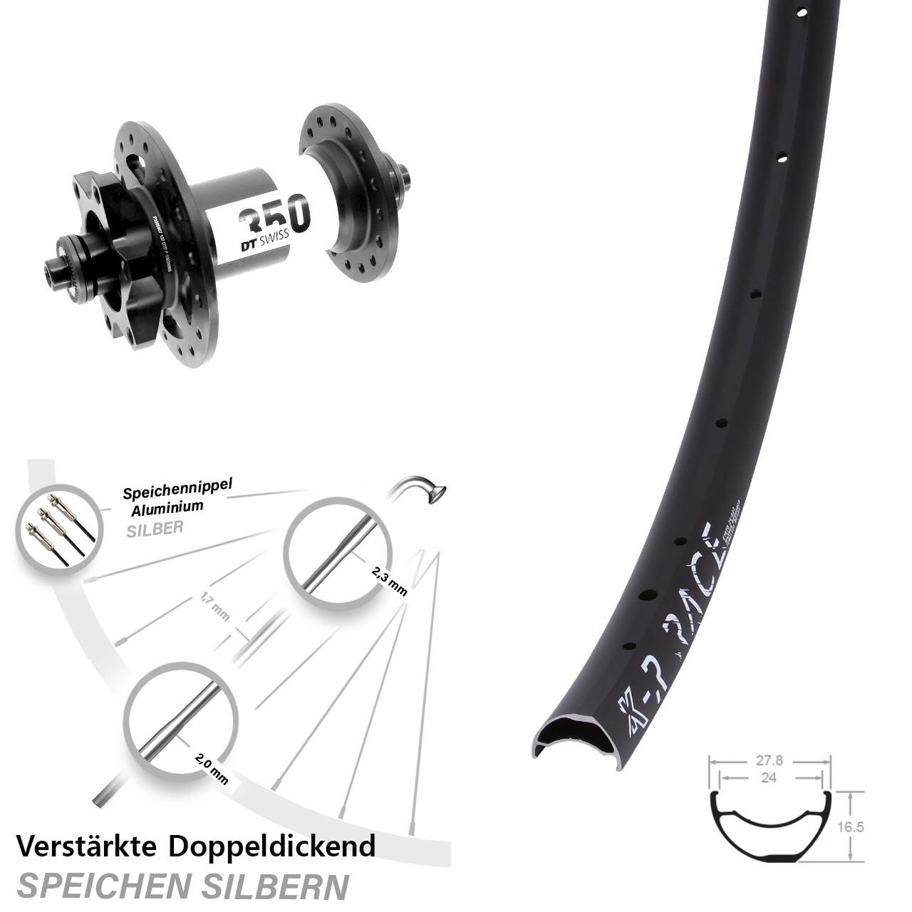 Disc Vorderrad QR KX-R Race DT Swiss 350
