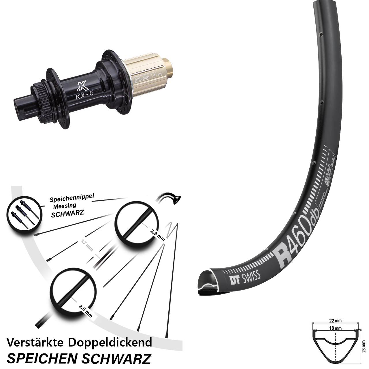Hinterrad Centerlock 12x142 28 Zoll DT Swiss R 460 KX-G 8-12 fach
