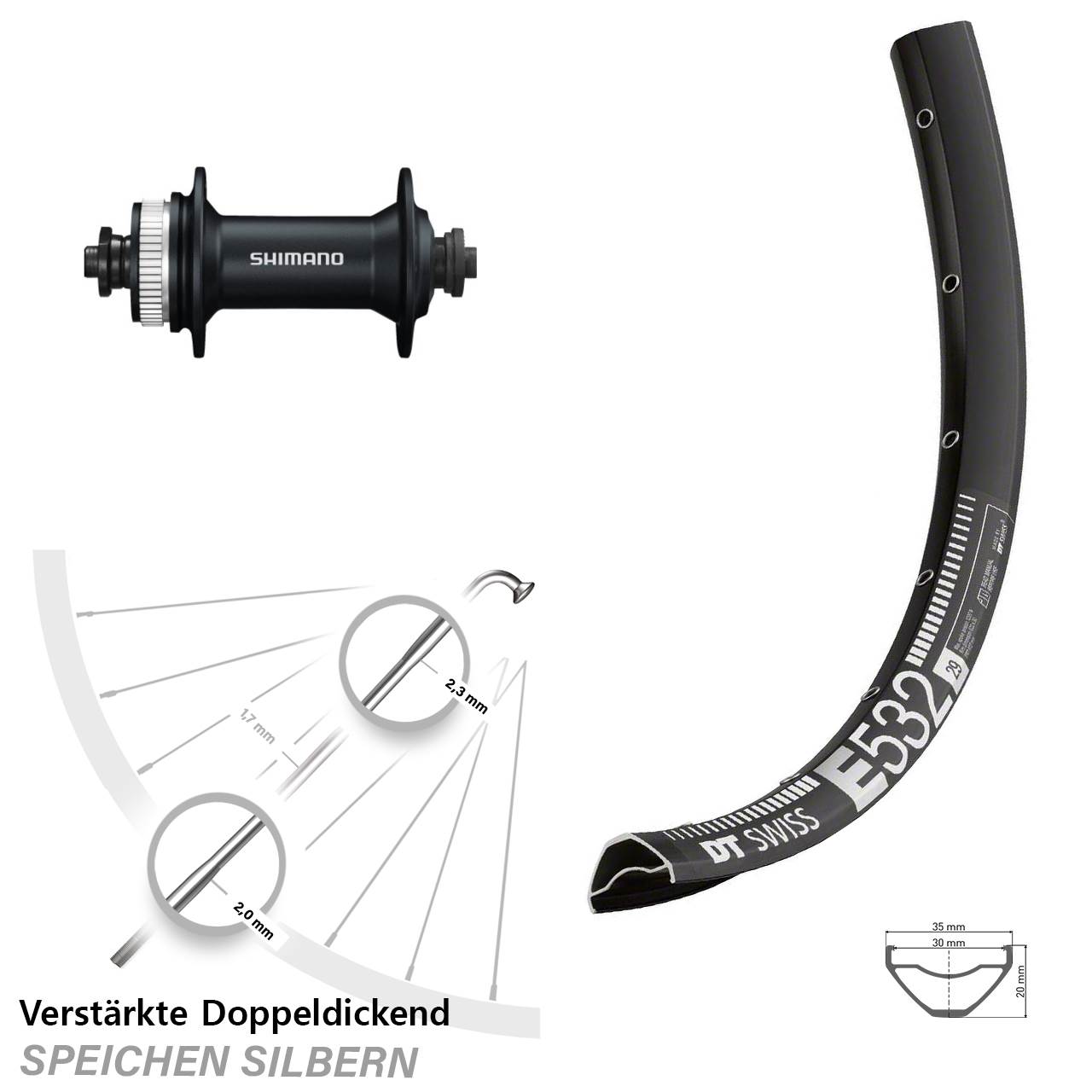 Vorderrad Centerlock 29 Zoll DT Swiss E532 Shimano HB-M4050 QR