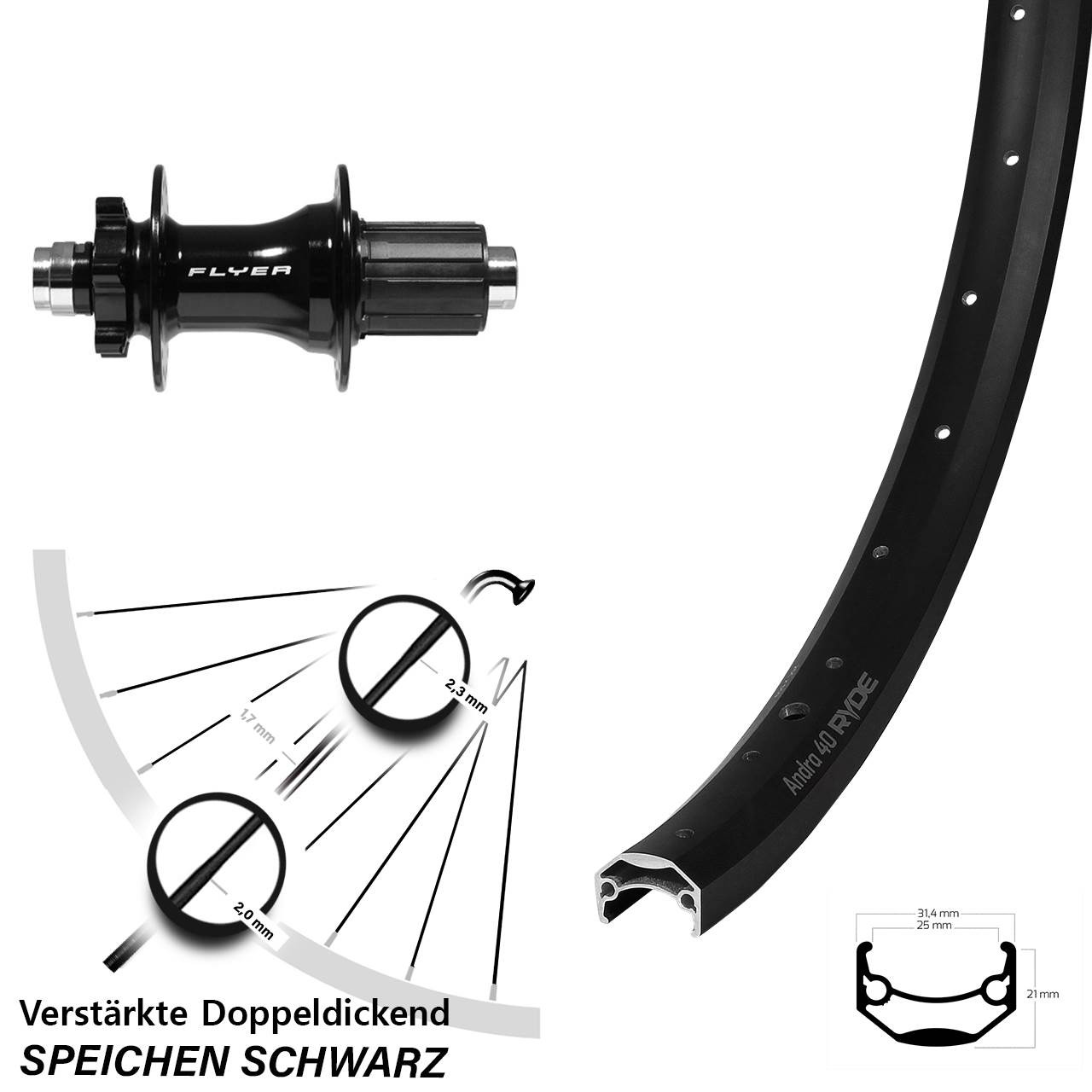 Disc Laufrad 26 Zoll Ryde Andra 40 Formula DHT-142 8-11 fach 12x142