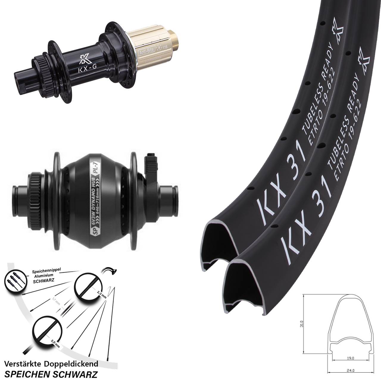 KX-G 31 Shutter Precision PL-7 28 Zoll Laufradsatz Centerlock 12x100/142 8-12 fach