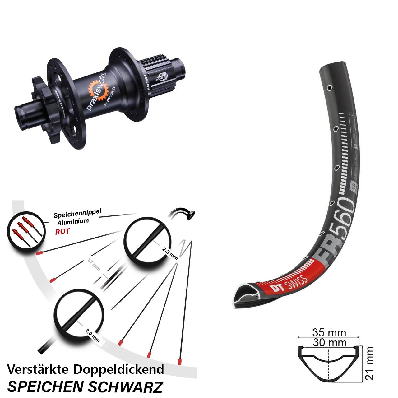 26 Zoll DT Swiss FR 560 350 Disc Hinterrad 12x142 Micro Spline