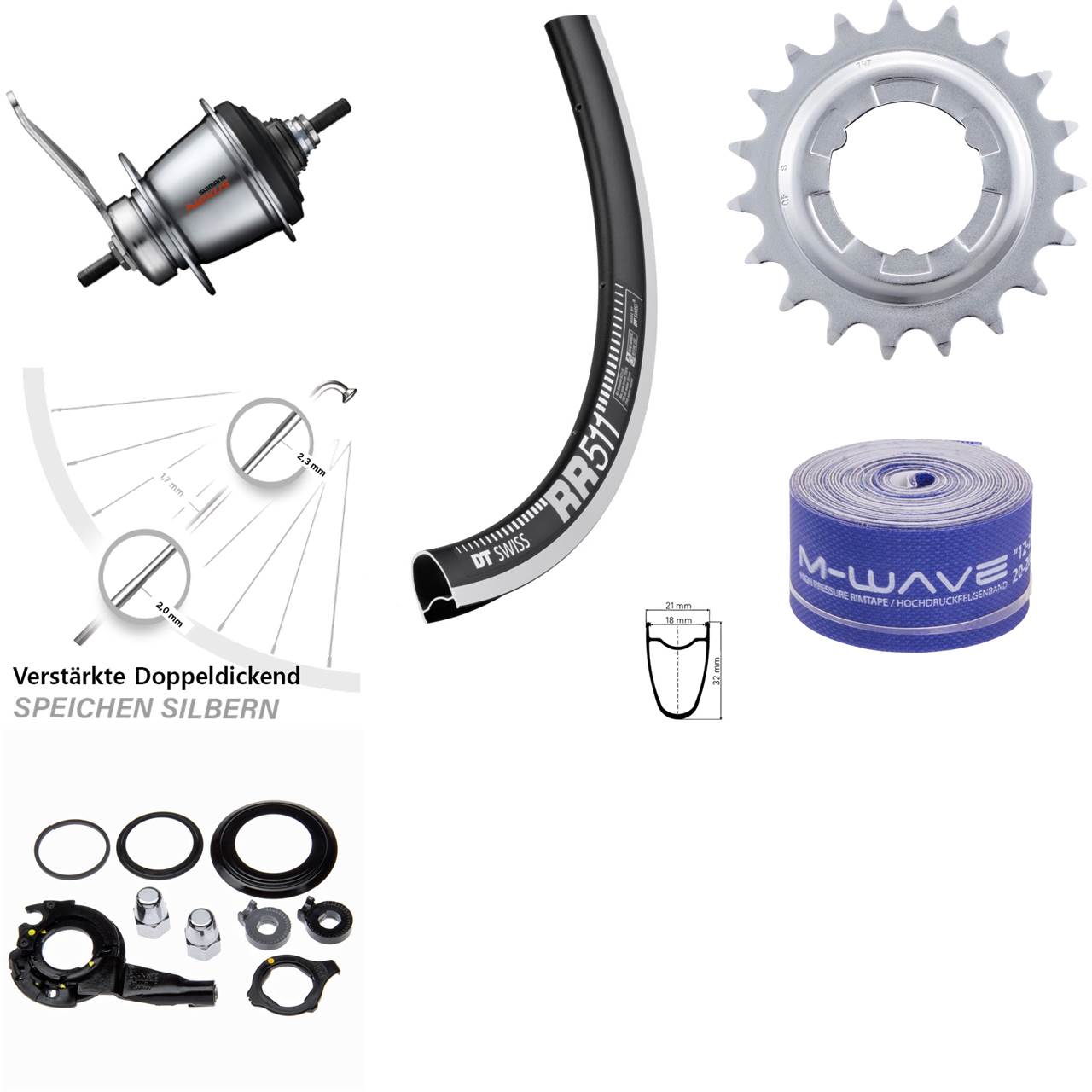 DT Swiss RR511 Shimano 7-Gang SG-C3001-7C Hinterrad 28 Zoll