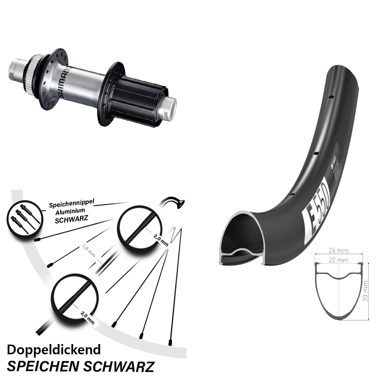 DT Swiss E 550 Shimano GRX 28 Zoll Disc Hinterrad 12x142 8-12 fach