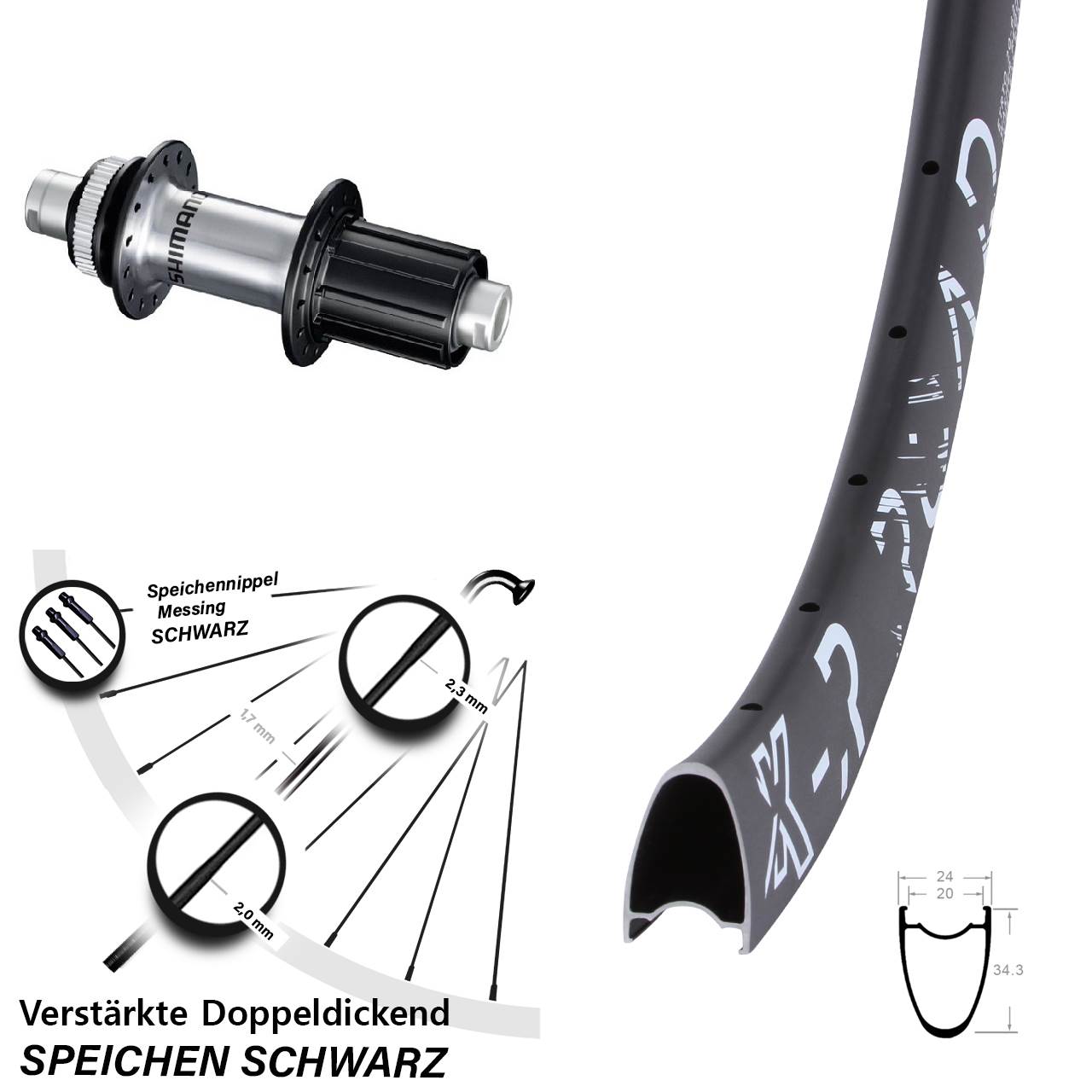 KX-R Road Shimano GRX 28-29 Zoll Centerlock Hinterrad 12x142 8-12 fach