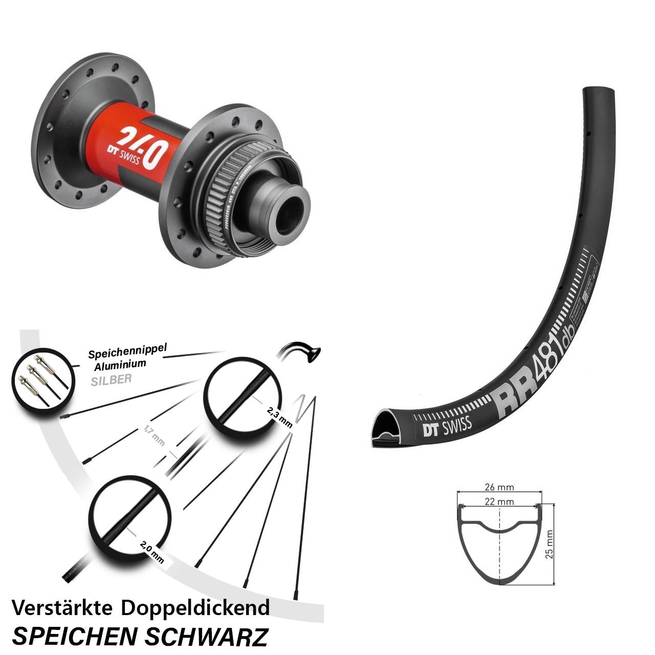 28 Zoll DT Swiss RR481 240 Road Disc Laufrad 12x100