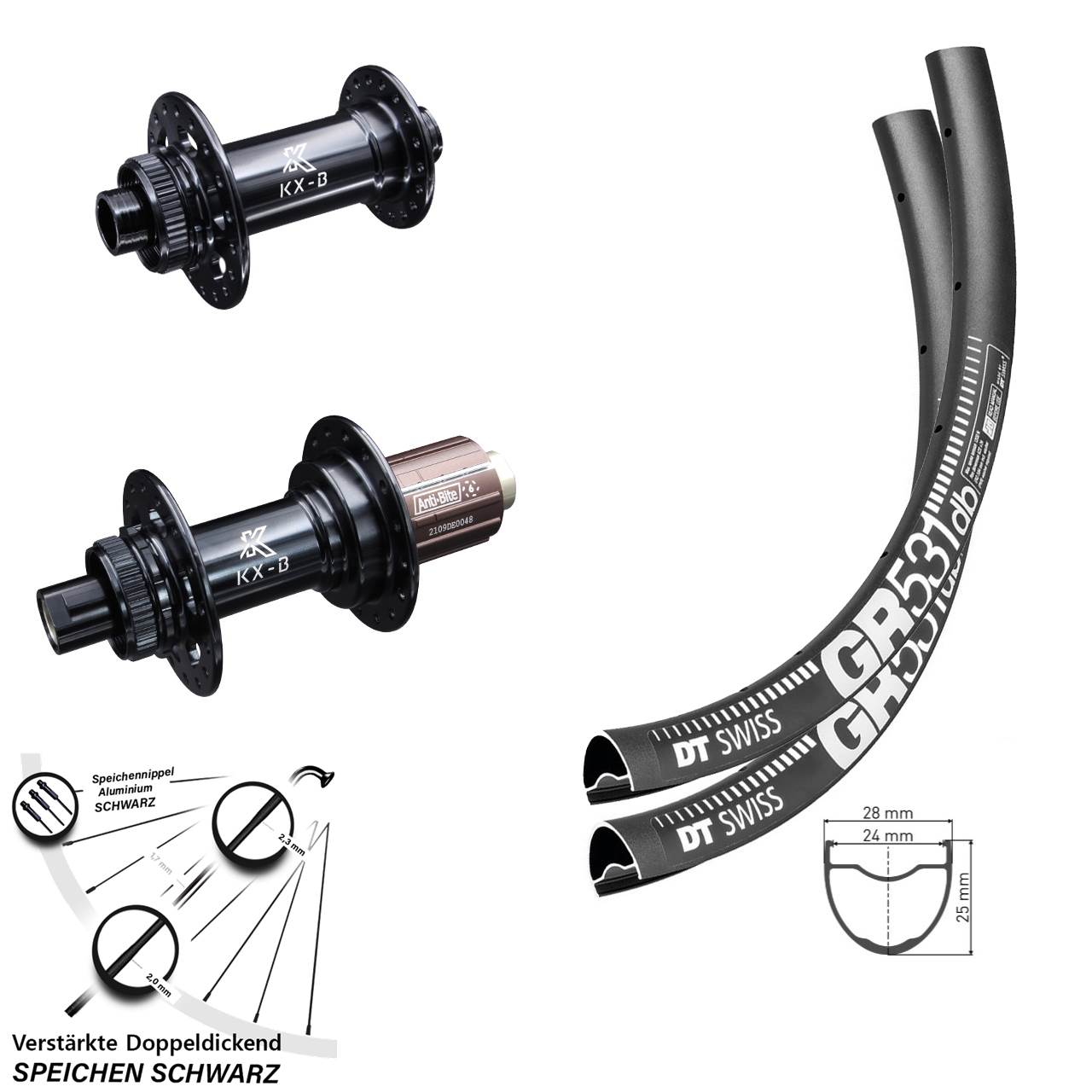 Laufradsatz Centerlock 29 Zoll DT Swiss GR 531 KX-B 8-12 fach HG 12x110/148 Boost