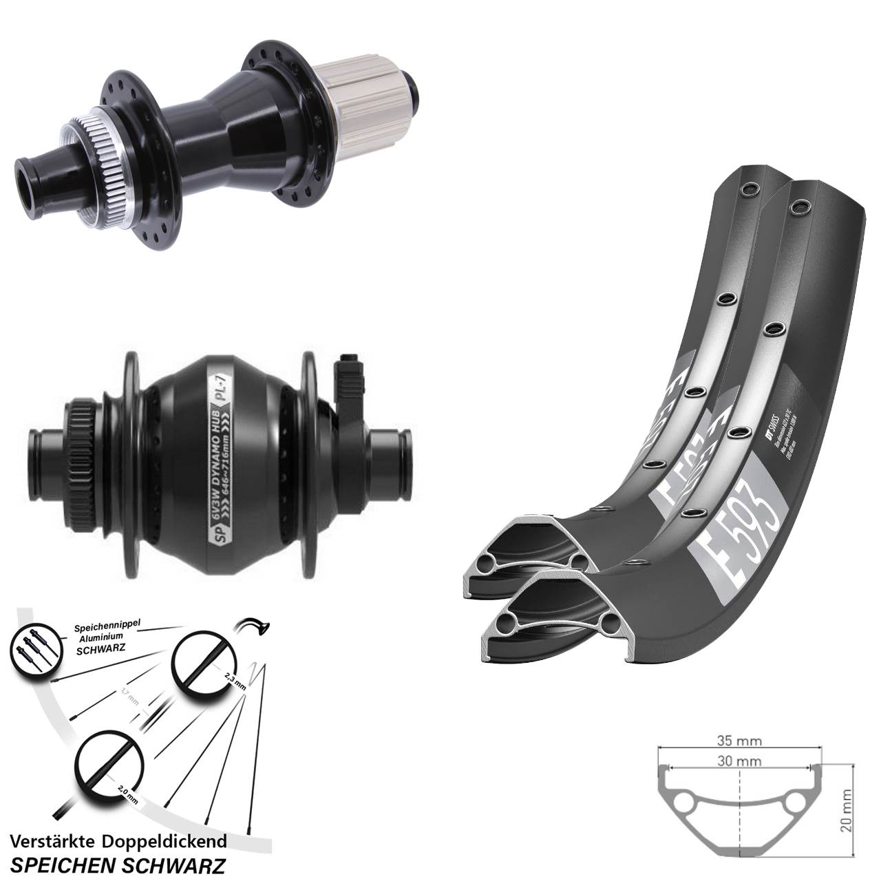 27,5 Zoll DT Swiss E593 Novatec CL142 SP PL-7 Laufradsatz Disc 12x100/142 8-12 fach