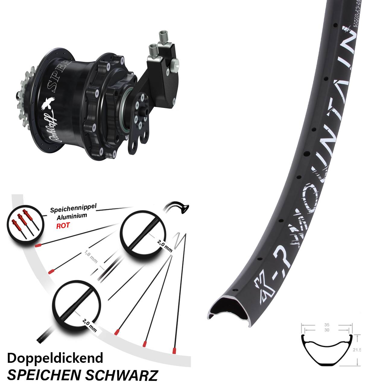Disc Laufrad 29 Zoll KX-R Mountain Rohloff Speedhub 500/14 CC DB Tandem