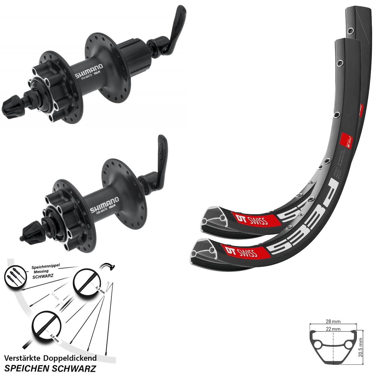 26 Zoll DT Swiss 533d Shimano Alivio Shimano Alivio Disc Laufradsatz QR 8-11 fach